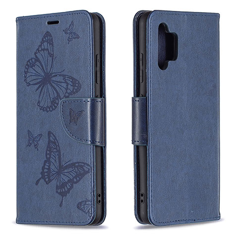 Coque Portefeuille Papillon Livre Cuir Etui Clapet B01F pour Samsung Galaxy A32 4G Bleu