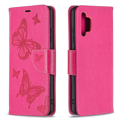 Coque Portefeuille Papillon Livre Cuir Etui Clapet B01F pour Samsung Galaxy A32 4G Rose Rouge