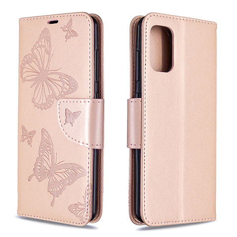 Coque Portefeuille Papillon Livre Cuir Etui Clapet B01F pour Samsung Galaxy A41 Or Rose