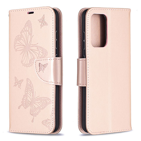 Coque Portefeuille Papillon Livre Cuir Etui Clapet B01F pour Samsung Galaxy A52 4G Or Rose