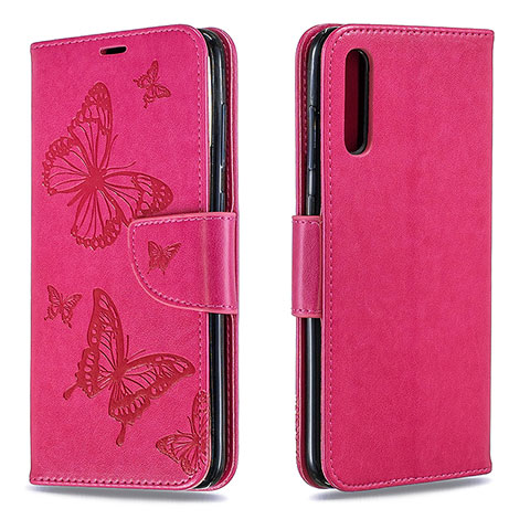 Coque Portefeuille Papillon Livre Cuir Etui Clapet B01F pour Samsung Galaxy A70 Rose Rouge