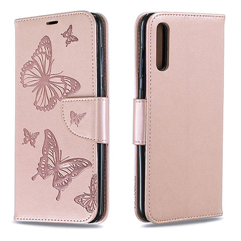 Coque Portefeuille Papillon Livre Cuir Etui Clapet B01F pour Samsung Galaxy A70S Or Rose