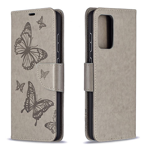 Coque Portefeuille Papillon Livre Cuir Etui Clapet B01F pour Samsung Galaxy A72 5G Gris