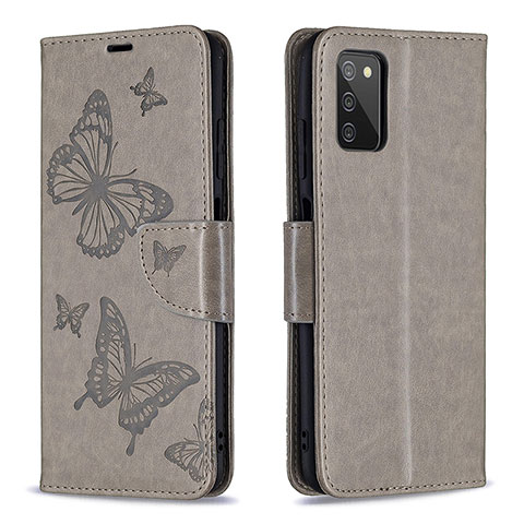 Coque Portefeuille Papillon Livre Cuir Etui Clapet B01F pour Samsung Galaxy F02S SM-E025F Gris