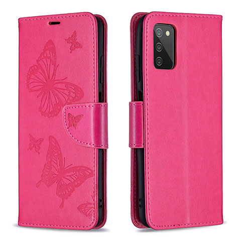 Coque Portefeuille Papillon Livre Cuir Etui Clapet B01F pour Samsung Galaxy M02s Rose Rouge