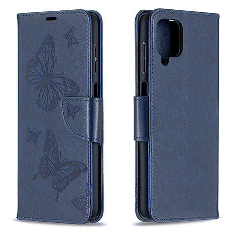 Coque Portefeuille Papillon Livre Cuir Etui Clapet B01F pour Samsung Galaxy M12 Bleu