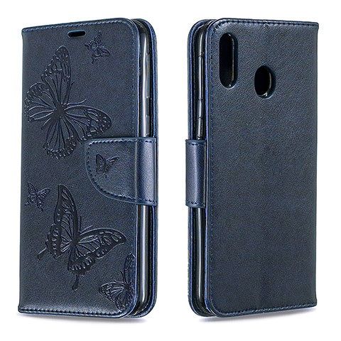 Coque Portefeuille Papillon Livre Cuir Etui Clapet B01F pour Samsung Galaxy M20 Bleu