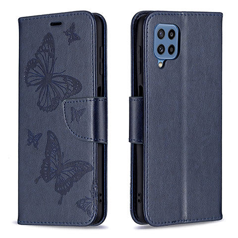 Coque Portefeuille Papillon Livre Cuir Etui Clapet B01F pour Samsung Galaxy M32 4G Bleu