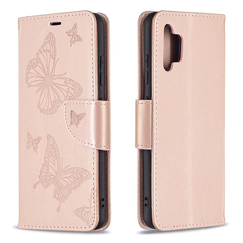 Coque Portefeuille Papillon Livre Cuir Etui Clapet B01F pour Samsung Galaxy M32 5G Or Rose