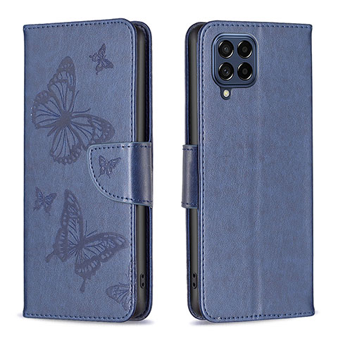 Coque Portefeuille Papillon Livre Cuir Etui Clapet B01F pour Samsung Galaxy M53 5G Bleu