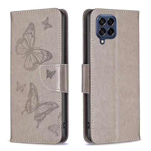 Coque Portefeuille Papillon Livre Cuir Etui Clapet B01F pour Samsung Galaxy M53 5G Gris