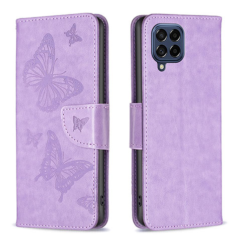 Coque Portefeuille Papillon Livre Cuir Etui Clapet B01F pour Samsung Galaxy M53 5G Violet Clair