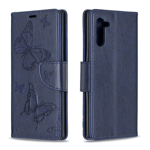 Coque Portefeuille Papillon Livre Cuir Etui Clapet B01F pour Samsung Galaxy Note 10 5G Bleu