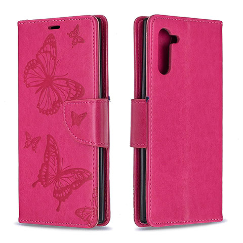 Coque Portefeuille Papillon Livre Cuir Etui Clapet B01F pour Samsung Galaxy Note 10 5G Rose Rouge