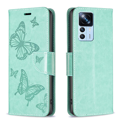 Coque Portefeuille Papillon Livre Cuir Etui Clapet B01F pour Xiaomi Mi 12T 5G Vert