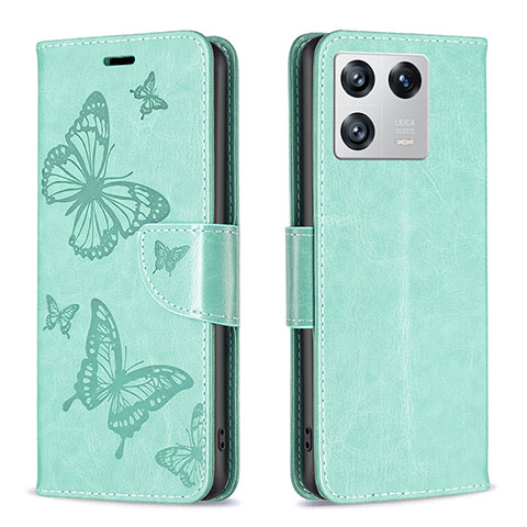 Coque Portefeuille Papillon Livre Cuir Etui Clapet B01F pour Xiaomi Mi 13 5G Vert