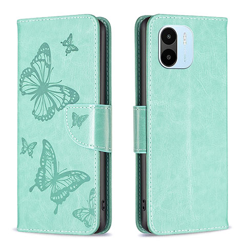 Coque Portefeuille Papillon Livre Cuir Etui Clapet B01F pour Xiaomi Poco C50 Vert