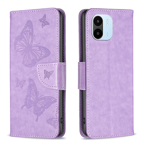 Coque Portefeuille Papillon Livre Cuir Etui Clapet B01F pour Xiaomi Poco C50 Violet Clair