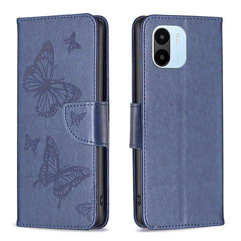 Coque Portefeuille Papillon Livre Cuir Etui Clapet B01F pour Xiaomi Poco C51 Bleu