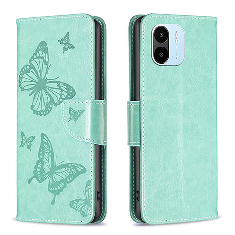 Coque Portefeuille Papillon Livre Cuir Etui Clapet B01F pour Xiaomi Poco C51 Vert