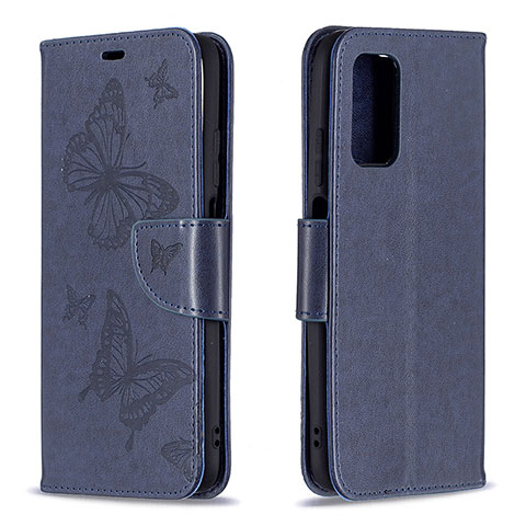 Coque Portefeuille Papillon Livre Cuir Etui Clapet B01F pour Xiaomi Poco M3 Bleu