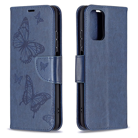 Coque Portefeuille Papillon Livre Cuir Etui Clapet B01F pour Xiaomi Poco M5S Bleu