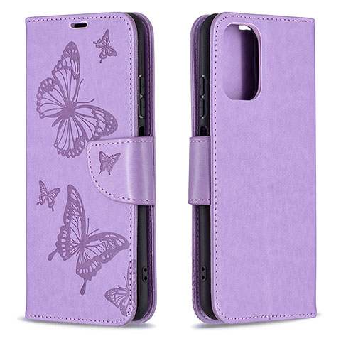 Coque Portefeuille Papillon Livre Cuir Etui Clapet B01F pour Xiaomi Poco M5S Violet Clair