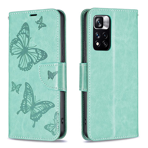 Coque Portefeuille Papillon Livre Cuir Etui Clapet B01F pour Xiaomi Poco X4 NFC Vert