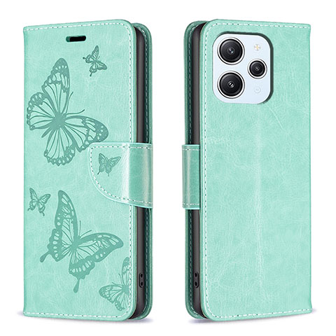 Coque Portefeuille Papillon Livre Cuir Etui Clapet B01F pour Xiaomi Redmi 12 4G Vert