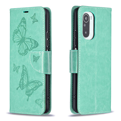 Coque Portefeuille Papillon Livre Cuir Etui Clapet B01F pour Xiaomi Redmi K40 5G Vert