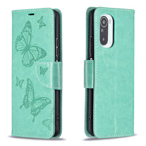 Coque Portefeuille Papillon Livre Cuir Etui Clapet B01F pour Xiaomi Redmi K40 Pro+ Plus 5G Vert