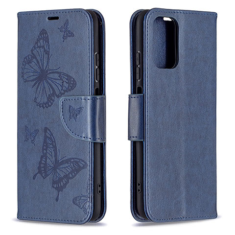 Coque Portefeuille Papillon Livre Cuir Etui Clapet B01F pour Xiaomi Redmi Note 10 4G Bleu