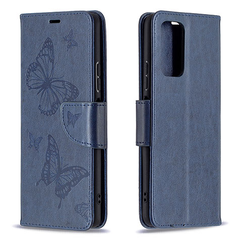 Coque Portefeuille Papillon Livre Cuir Etui Clapet B01F pour Xiaomi Redmi Note 10 Pro Max Bleu