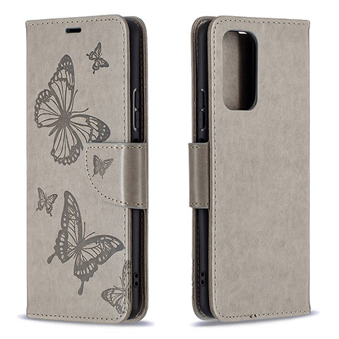 Coque Portefeuille Papillon Livre Cuir Etui Clapet B01F pour Xiaomi Redmi Note 10 Pro Max Gris