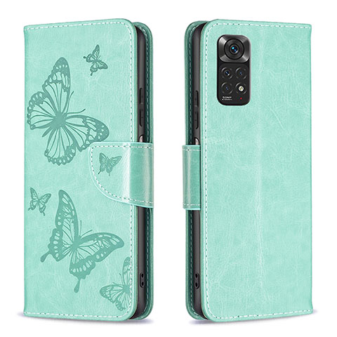 Coque Portefeuille Papillon Livre Cuir Etui Clapet B01F pour Xiaomi Redmi Note 11 4G (2022) Vert