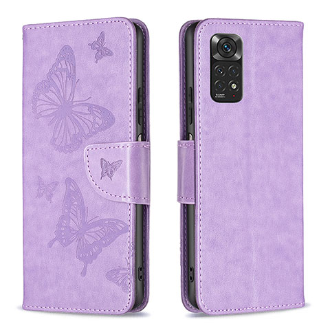 Coque Portefeuille Papillon Livre Cuir Etui Clapet B01F pour Xiaomi Redmi Note 11 4G (2022) Violet Clair