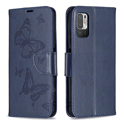 Coque Portefeuille Papillon Livre Cuir Etui Clapet B01F pour Xiaomi Redmi Note 11 SE 5G Bleu