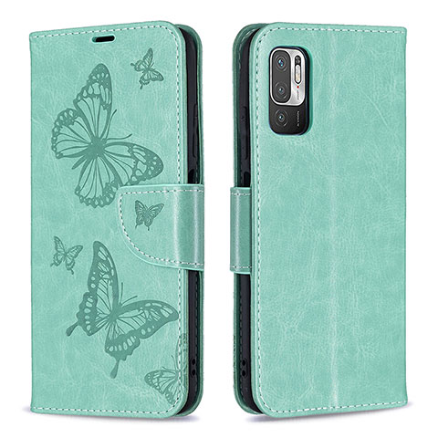 Coque Portefeuille Papillon Livre Cuir Etui Clapet B01F pour Xiaomi Redmi Note 11 SE 5G Vert