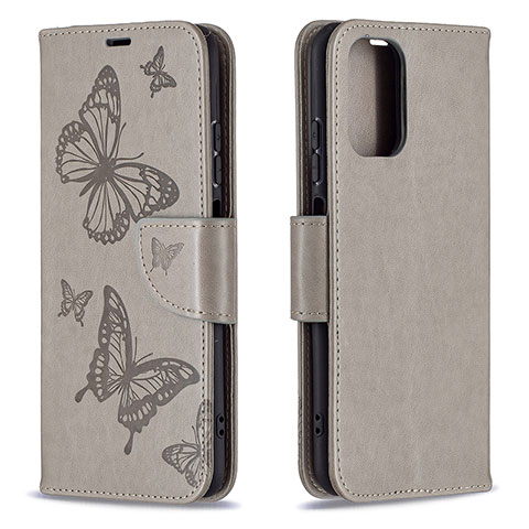 Coque Portefeuille Papillon Livre Cuir Etui Clapet B01F pour Xiaomi Redmi Note 11 SE India 4G Gris