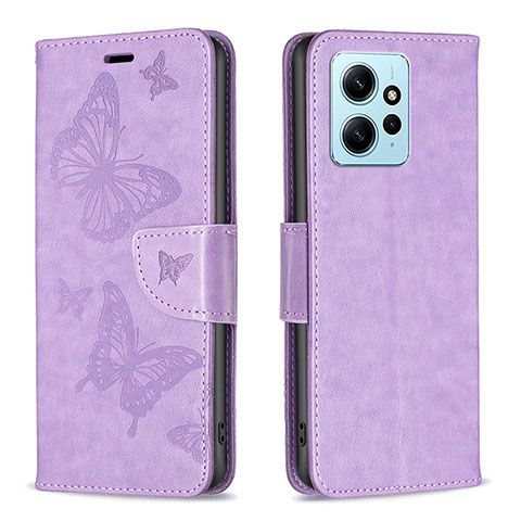 Coque Portefeuille Papillon Livre Cuir Etui Clapet B01F pour Xiaomi Redmi Note 12 4G Violet Clair