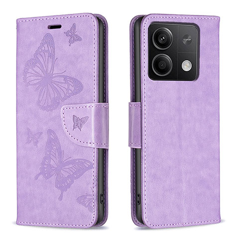 Coque Portefeuille Papillon Livre Cuir Etui Clapet B01F pour Xiaomi Redmi Note 13 5G Violet Clair