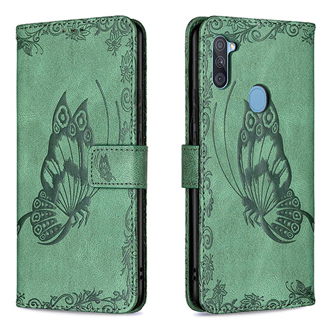 Coque Portefeuille Papillon Livre Cuir Etui Clapet B02F pour Samsung Galaxy A11 Vert