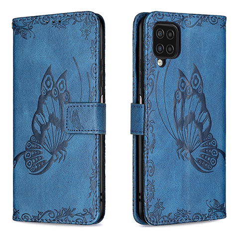 Coque Portefeuille Papillon Livre Cuir Etui Clapet B02F pour Samsung Galaxy A12 5G Bleu