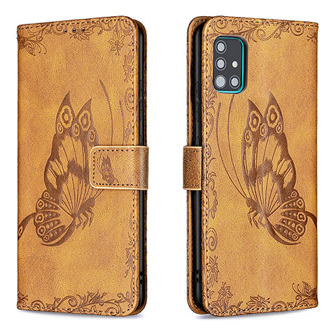 Coque Portefeuille Papillon Livre Cuir Etui Clapet B02F pour Samsung Galaxy A51 4G Marron