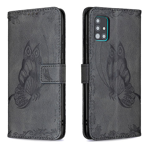 Coque Portefeuille Papillon Livre Cuir Etui Clapet B02F pour Samsung Galaxy A51 5G Noir