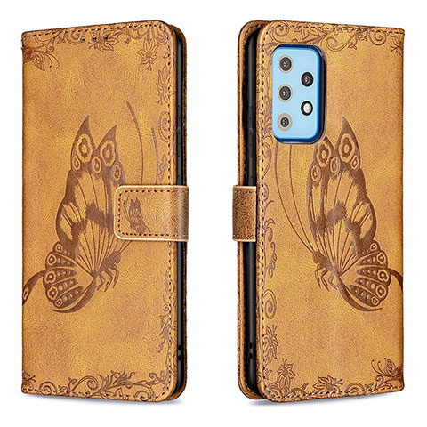 Coque Portefeuille Papillon Livre Cuir Etui Clapet B02F pour Samsung Galaxy A52 4G Marron