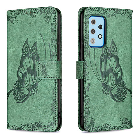 Coque Portefeuille Papillon Livre Cuir Etui Clapet B02F pour Samsung Galaxy A52s 5G Vert