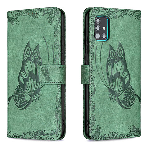 Coque Portefeuille Papillon Livre Cuir Etui Clapet B02F pour Samsung Galaxy M40S Vert