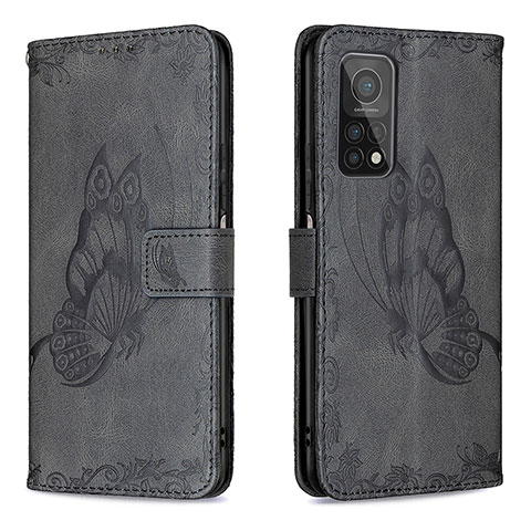 Coque Portefeuille Papillon Livre Cuir Etui Clapet B02F pour Xiaomi Mi 10T 5G Noir