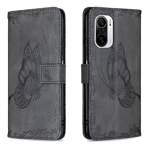 Coque Portefeuille Papillon Livre Cuir Etui Clapet B02F pour Xiaomi Mi 11i 5G Noir